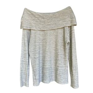 Dolan by Anthropologie Textured Ribbed Grey Cowl Neck Draped Sweater M